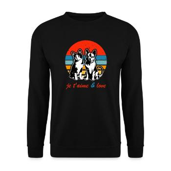 vintage je taime & love chien et chat 2026 - Sweat-shirt Unisexe - noir - Devant - Alina (178cm) & Michal (187cm)