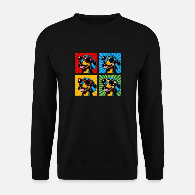 Pop Art Dackelwurst, Brezel, Nudel, Wiener - Unisex Pullover - Schwarz