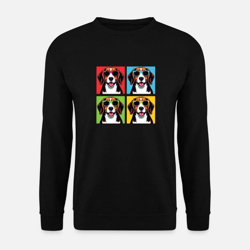 Pop Art Beagle, Glückseligkeit, Benny, Bagel, Mohn, Waggly - Unisex Pullover - Schwarz