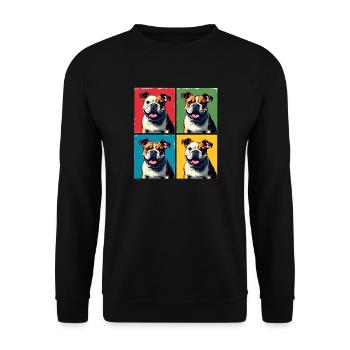 Pop Art Bulldogge, Blasen, Pfannkuchen, Chonk, Knabbereien - Unisex Pullover - Schwarz - Vorne - Alina (178cm) & Michal (187cm)