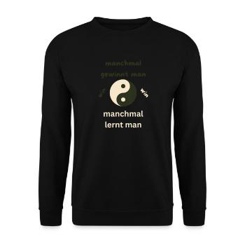 manchmal gewinnt man - Unisex Pullover - Schwarz - Vorne - Alina (178cm) & Michal (187cm)