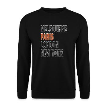 Major Tennis Turnier in Paris - Unisex Pullover - Schwarz - Vorne - Alina (178cm) & Michal (187cm)