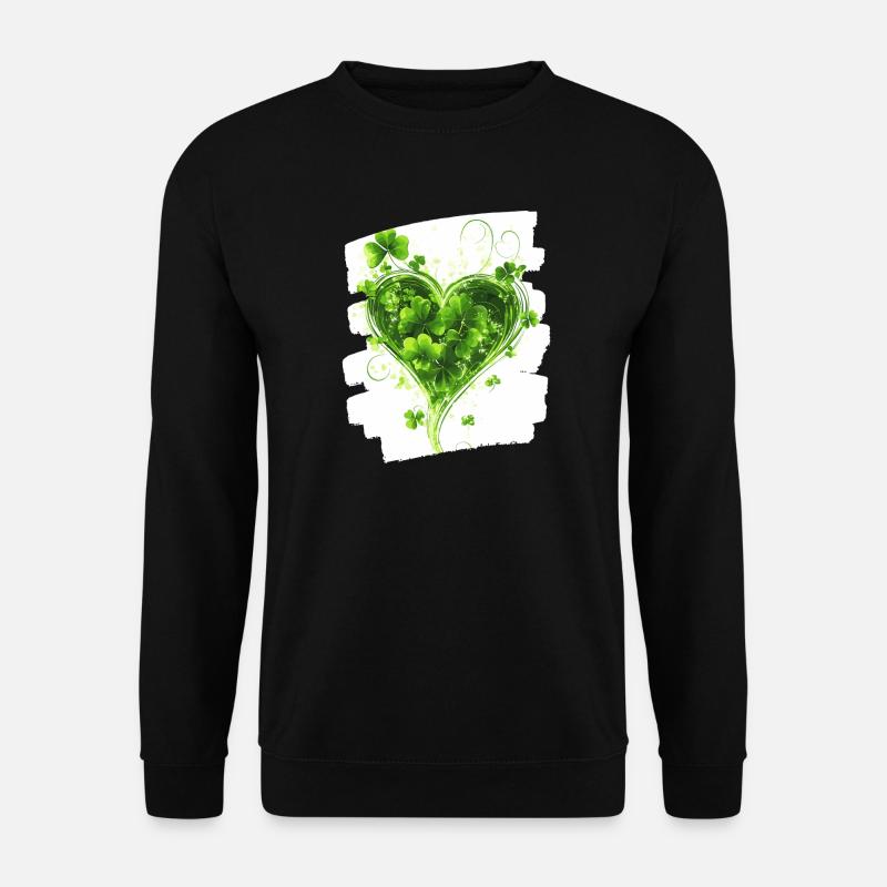 St. Patrick's Day Shamrock Heart - Unisex Sweatshirt - black