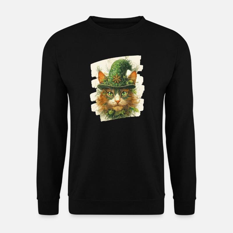 St Patrick's Day Cat - Unisex Sweatshirt - black
