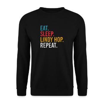 Eat Sleep Lindy Hop Repeat pour les danseurs de swing - Sweat-shirt Unisexe - noir - Devant - Alina (178cm) & Michal (187cm)
