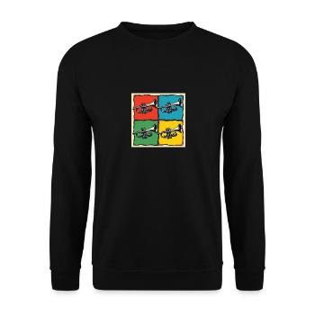 Bunte Trompete Pop-Art für Trompeter - Unisex Pullover - Schwarz - Vorne - Alina (178cm) & Michal (187cm)