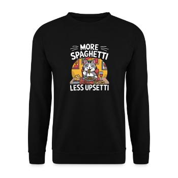 More Spaghetti Less Upsetti Funny Cat Saying Quote - Unisex Sweatshirt - black - Front - Alina (178cm) & Michal (187cm)