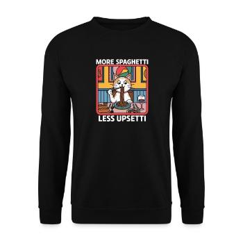 More Spaghetti Less Upsetti Funny Cat Saying Quote - Sweat-shirt Unisexe - noir - Devant - Alina (178cm) & Michal (187cm)