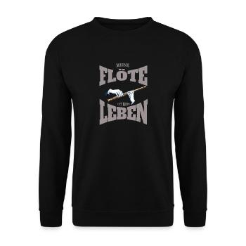 Querflöte - Meine Flöte ist mein Leben - Unisex Pullover - Schwarz - Vorne - Alina (178cm) & Michal (187cm)