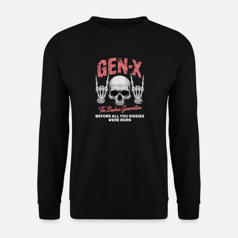 Sarcasm Gen X Badass Skull Retro Design - Sweat-shirt Unisexe - noir