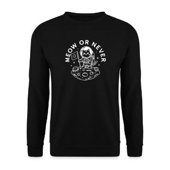 Miaou ou jamais drôle Astronaute de l’espace Jeu de mots - Sweat-shirt Unisexe - noir - Devant - Alina (178cm) & Michal (187cm)