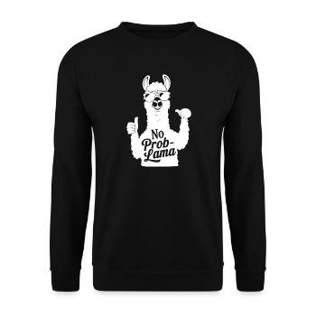 Pas de problèmeLlama Drôle Lama Jeu de mots Animal mignon - Sweat-shirt Unisexe - noir - Devant - Alina (178cm) & Michal (187cm)