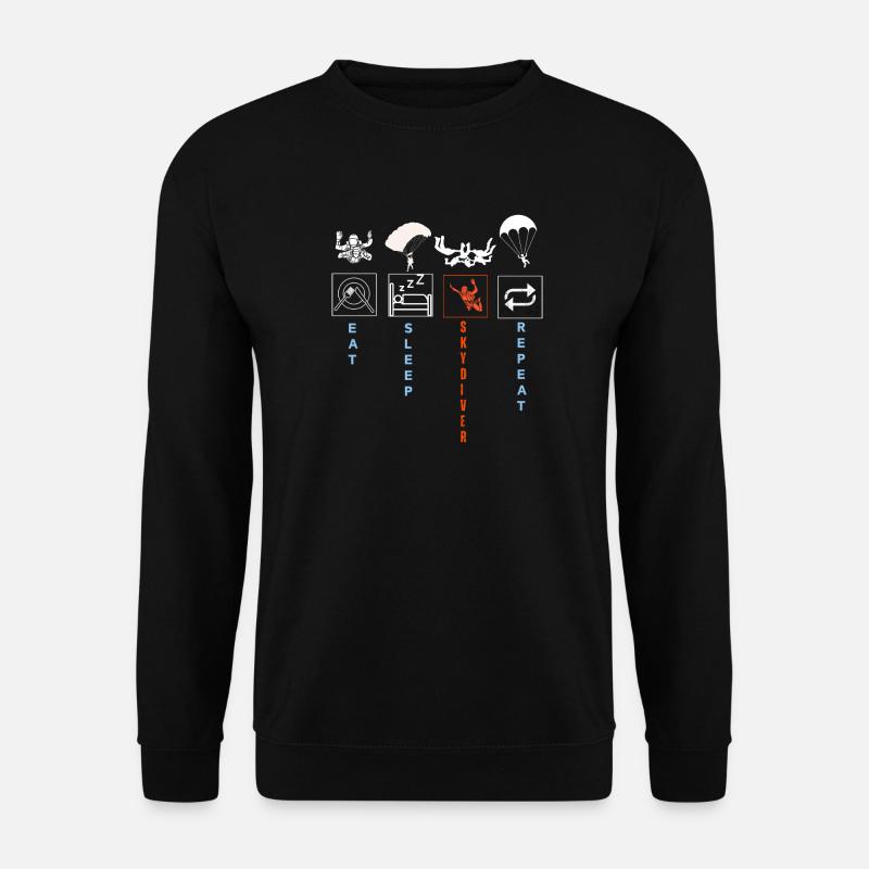 Dynamische Fallschirmspringer-Silhouette Illustration - Unisex Pullover - Schwarz