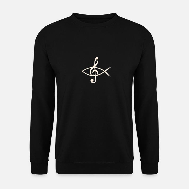 Notenschlüssel Ichthys Jesusfisch Kirchenchor - Unisex Pullover - Schwarz