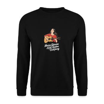 Meine Gitarre und ich Gitarristin Gitarrenlehrerin - Unisex Pullover - Schwarz - Vorne - Alina (178cm) & Michal (187cm)