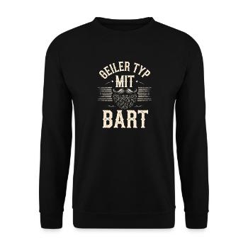 guy with beard beard barber full beard - Unisex Sweatshirt - black - Front - Alina (178cm) & Michal (187cm)