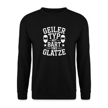 homme avec barbe et tête chauve porteur de barbe - Sweat-shirt Unisexe - noir - Devant - Alina (178cm) & Michal (187cm)