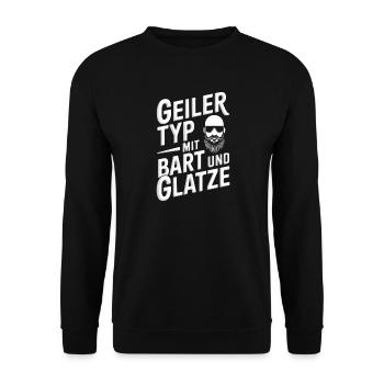 homme avec barbe et tête chauve porteur de barbe - Sweat-shirt Unisexe - noir - Devant - Alina (178cm) & Michal (187cm)