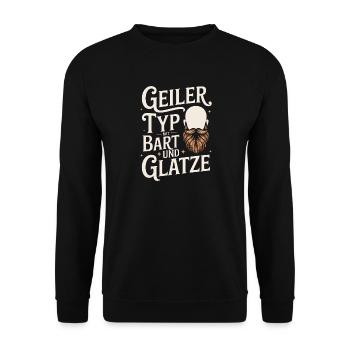 homme avec barbe et tête chauve porteur de barbe - Sweat-shirt Unisexe - noir - Devant - Alina (178cm) & Michal (187cm)