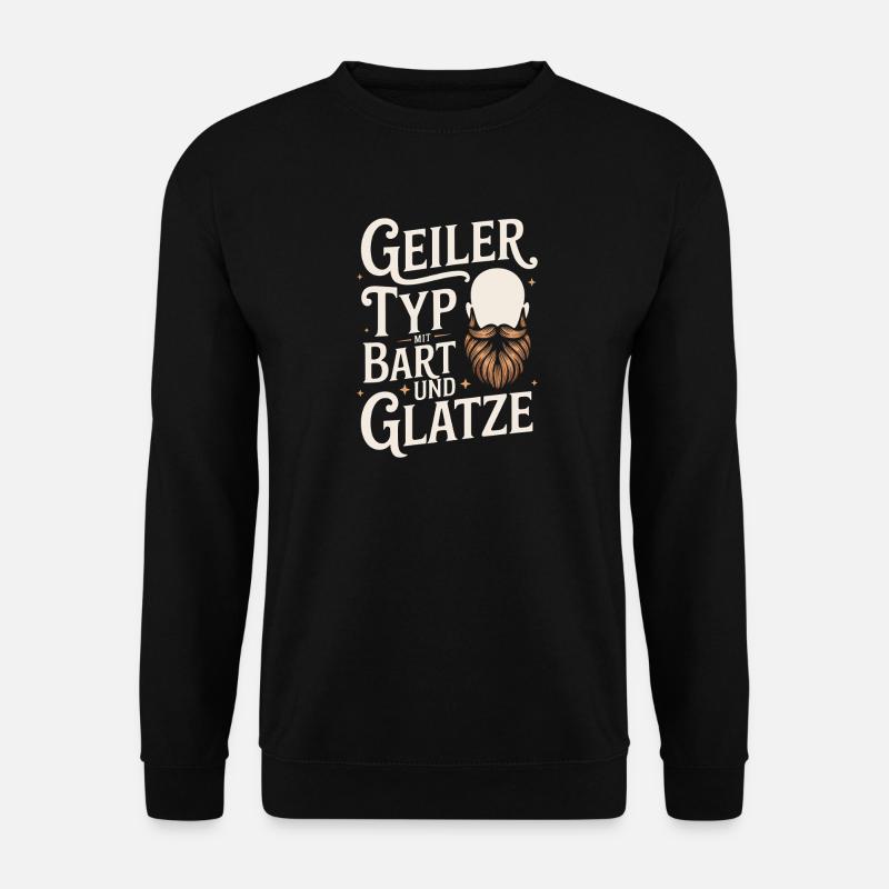 Geiler Typ Mit Bart & Glatze Glatzkopf Bartträger - Unisex Pullover - Schwarz