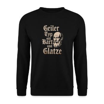 homme avec barbe et tête chauve porteur de barbe - Sweat-shirt Unisexe - noir - Devant - Alina (178cm) & Michal (187cm)