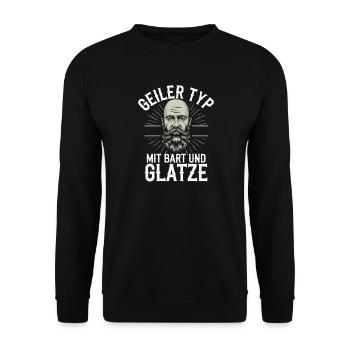 homme avec barbe et tête chauve porteur de barbe - Sweat-shirt Unisexe - noir - Devant - Alina (178cm) & Michal (187cm)