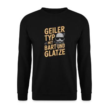 homme avec barbe et tête chauve porteur de barbe - Sweat-shirt Unisexe - noir - Devant - Alina (178cm) & Michal (187cm)