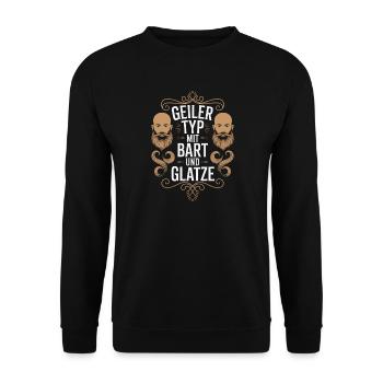 homme avec barbe et tête chauve porteur de barbe - Sweat-shirt Unisexe - noir - Devant - Alina (178cm) & Michal (187cm)