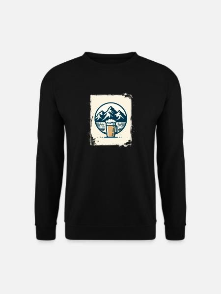 Bergsee mit Berghütte und Kaffee - Unisex Pullover - Schwarz