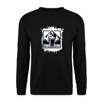 Mountain lake with beer glass motif - Unisex Sweatshirt - black - Front - Alina (178cm) & Michal (187cm)