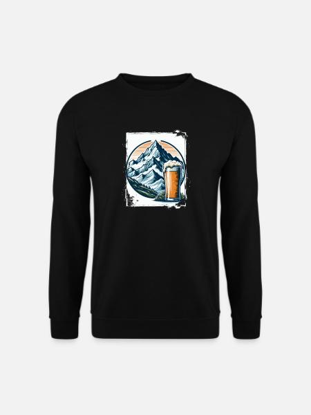 Mountain and Beer Nature Motif - Unisex Sweatshirt - black