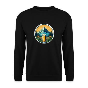 Mountain view with beer glass and nature motifs - Unisex Sweatshirt - black - Front - Alina (178cm) & Michal (187cm)
