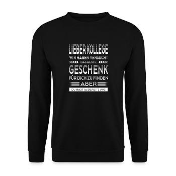 Kollege Abschied Geschenke Abschiedsgeschenk - Unisex Pullover - Schwarz - Vorne - Alina (178cm) & Michal (187cm)