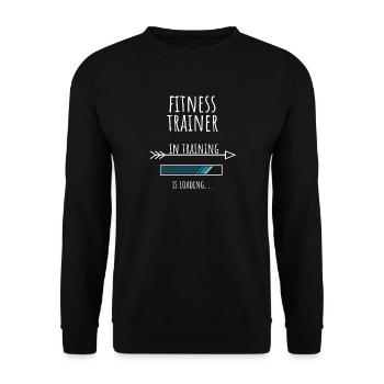 Fitness Trainer in Ausbildung Beruf Geschenk - Unisex Pullover - Schwarz - Vorne - Alina (178cm) & Michal (187cm)