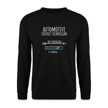 Automotive Service Technician in Ausbildung Beruf - Unisex Pullover - Schwarz - Vorne - Alina (178cm) & Michal (187cm)