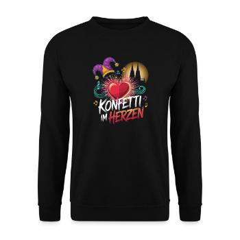 Confettis de Cologne dans le cœur Carnaval Coeur Cologne - Sweat-shirt Unisexe - noir - Devant - Alina (178cm) & Michal (187cm)