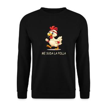 Animiertes schwitziges Huhn - Unisex Pullover - Schwarz - Vorne - Alina (178cm) & Michal (187cm)