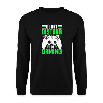 Do Not Disturb – I'm Gaming Lustiges Motiv - Unisex Pullover - Schwarz - Vorne - Alina (178cm) & Michal (187cm)
