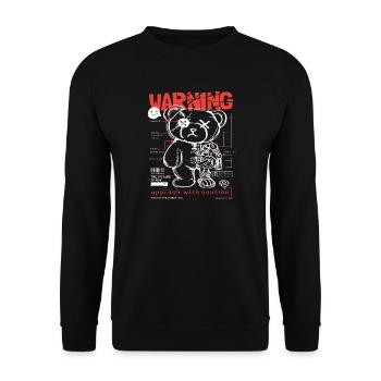 Warning Bear – Robotic Streetwear - Unisex Sweatshirt - black - Front - Alina (178cm) & Michal (187cm)