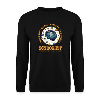 Neurospicy Neurodivergent Astronaut Brain - Unisex Pullover - Schwarz - Vorne - Alina (178cm) & Michal (187cm)
