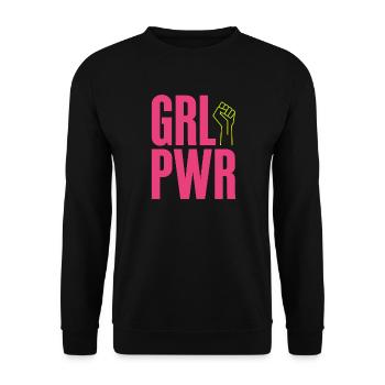 Women Power GRL PWR Girl Patriarchy Feminism - Unisex Sweatshirt - black - Front - Alina (178cm) & Michal (187cm)