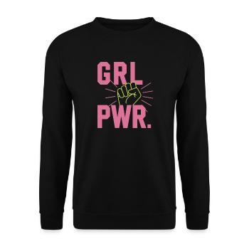 Women Power GRL PWR Girl Patriarchy Feminism - Unisex Sweatshirt - black - Front - Alina (178cm) & Michal (187cm)