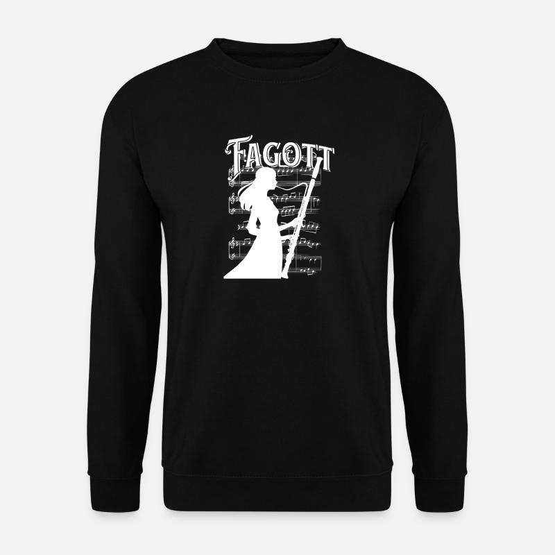 Fagott Spielerin mit Noten Hintergrund Fagottistin - Unisex Pullover - Schwarz