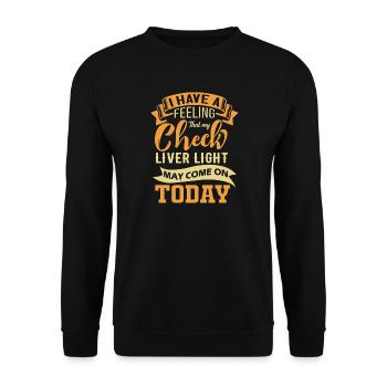 Check Liver Light – Lustiges Bier-Motiv - Unisex Pullover - Schwarz - Vorne - Alina (178cm) & Michal (187cm)