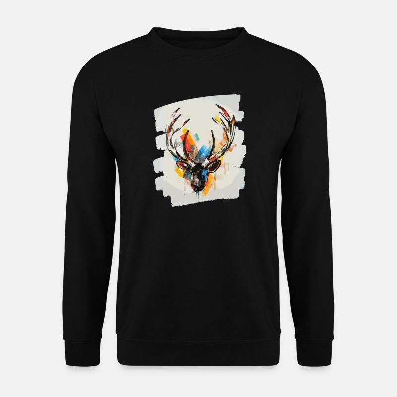 Hirsch mit Geweih - Unisex Pullover - Schwarz