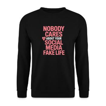 Personne ne se soucie de votre fausse vie sur les réseaux sociaux - Sweat-shirt Unisexe - noir - Devant - Alina (178cm) & Michal (187cm)