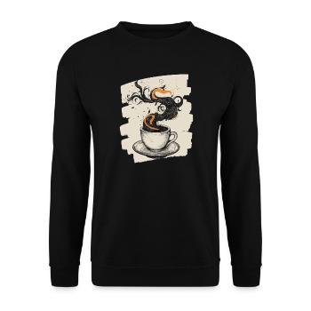 Kaffee Coffee Kaffeeliebhaber - Unisex Pullover - Schwarz - Vorne - Alina (178cm) & Michal (187cm)