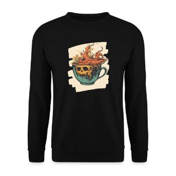 Kaffee Coffee Kaffeeliebhaber - Unisex Pullover - Schwarz - Vorne - Alina (178cm) & Michal (187cm)