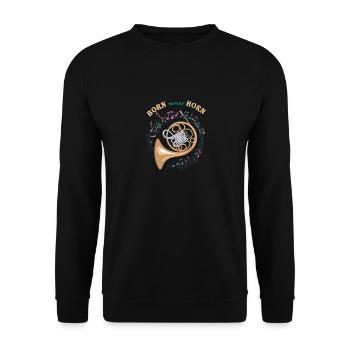 Hornist liebt Horn Waldhorn spielen im Orchester - Unisex Pullover - Schwarz - Vorne - Alina (178cm) & Michal (187cm)