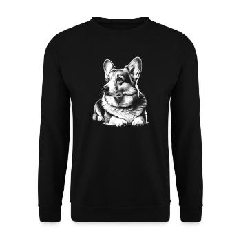 Corgi mignon en pose allongée - Sweat-shirt Unisexe - noir - Devant - Alina (178cm) & Michal (187cm)